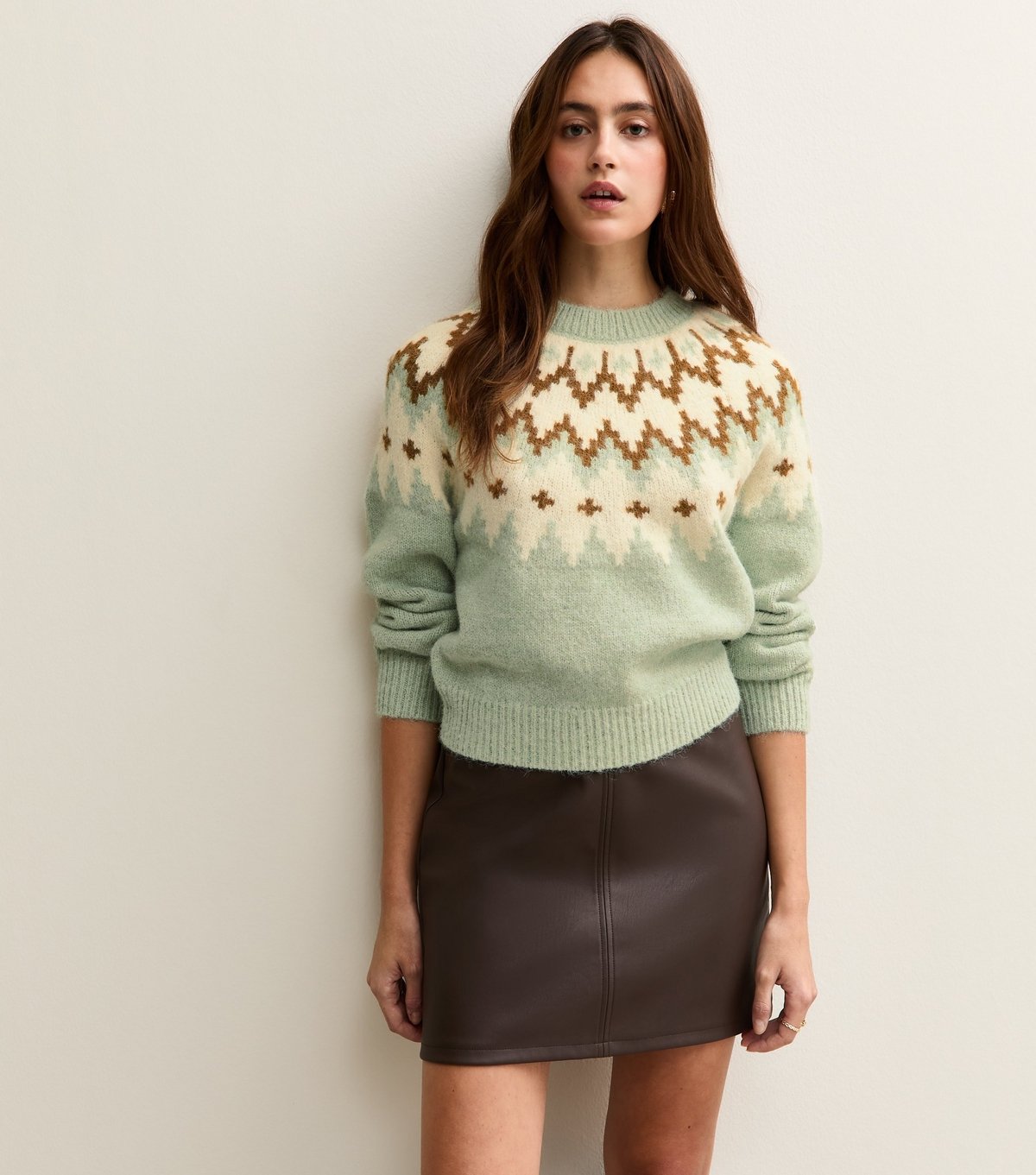 New Look Women's Mint Green Fairisle Jumper New Look - 2