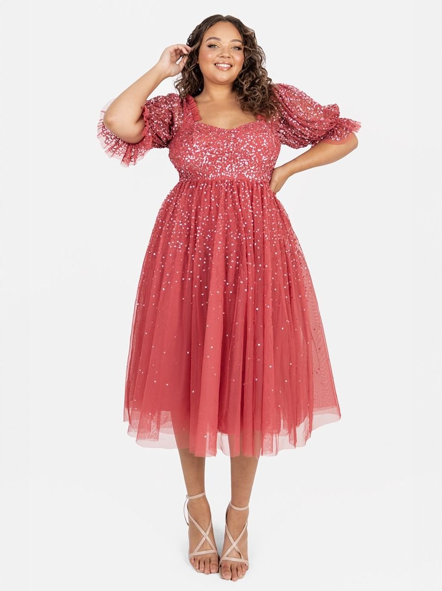 Maya Deluxe Maya Deluxe Women's Embellished Midi Dress in Pink - 2