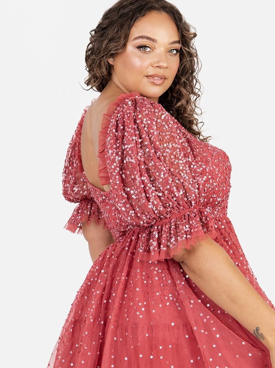 Maya Deluxe Maya Deluxe Women's Embellished Midi Dress in Pink - 4