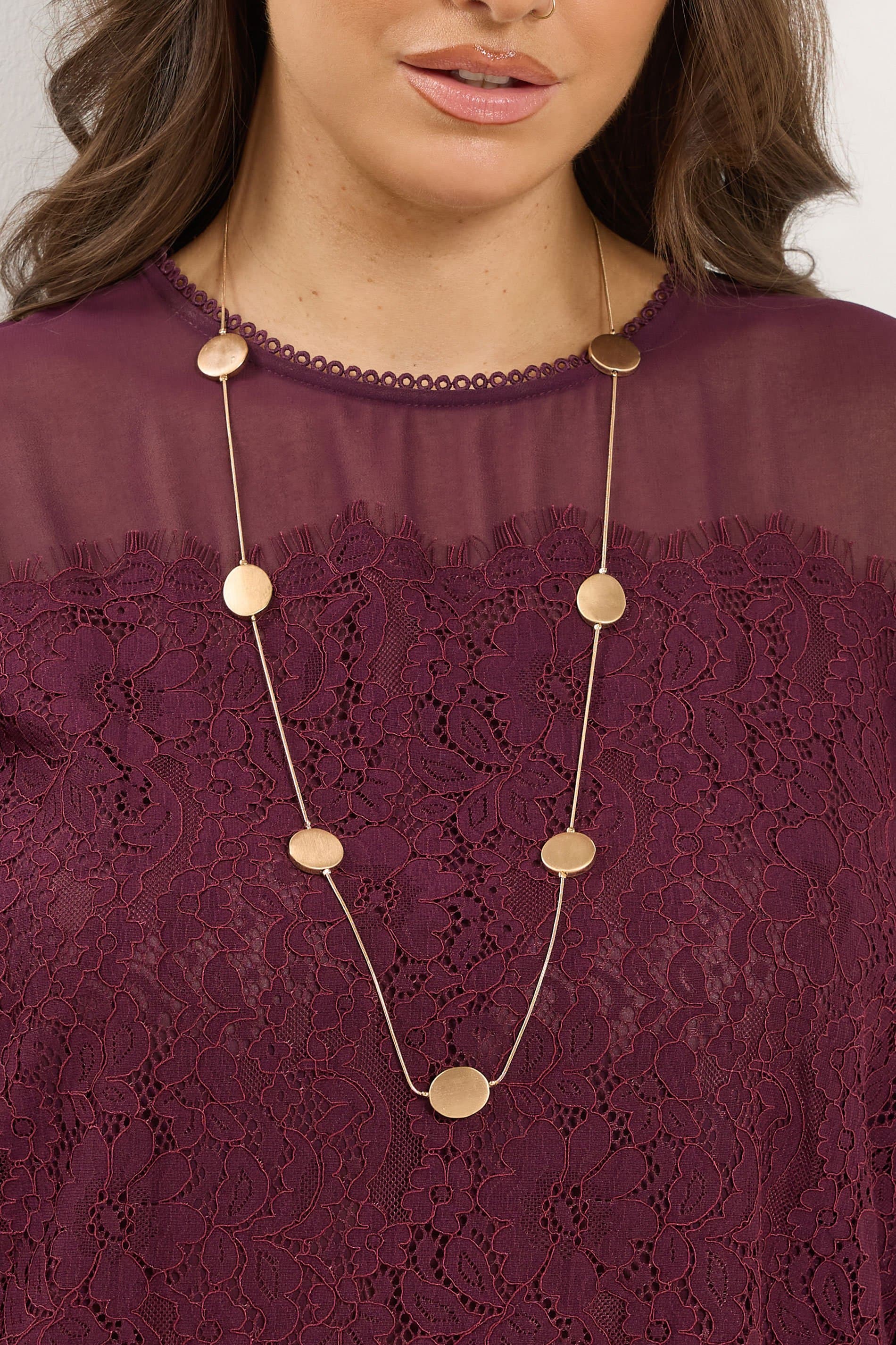 Yours Gold Tone Long Circle Beaded Necklace