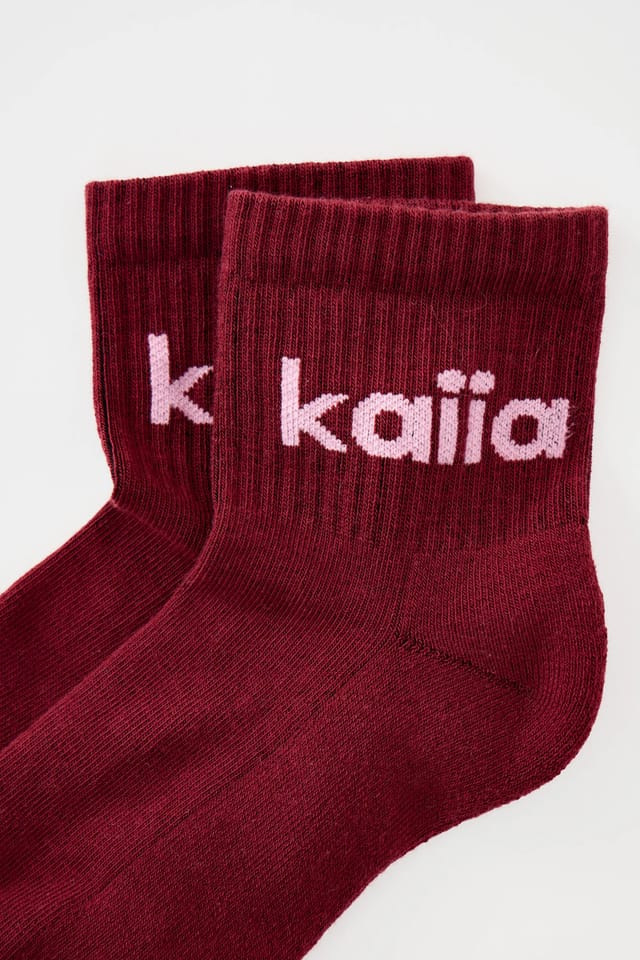 Kaiia Pack of Three Kaiia Logo Socks Baby Pink, Mid Pink & Burgundy - 2
