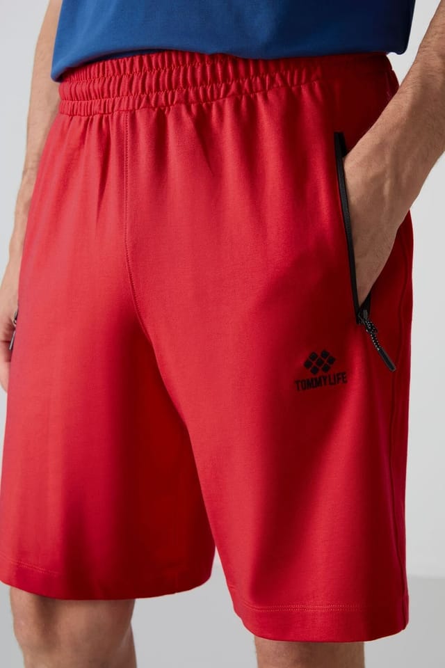 Tommy Life Tommy Life Men's Regular-fit Knit Sweat Shorts in Red - 3