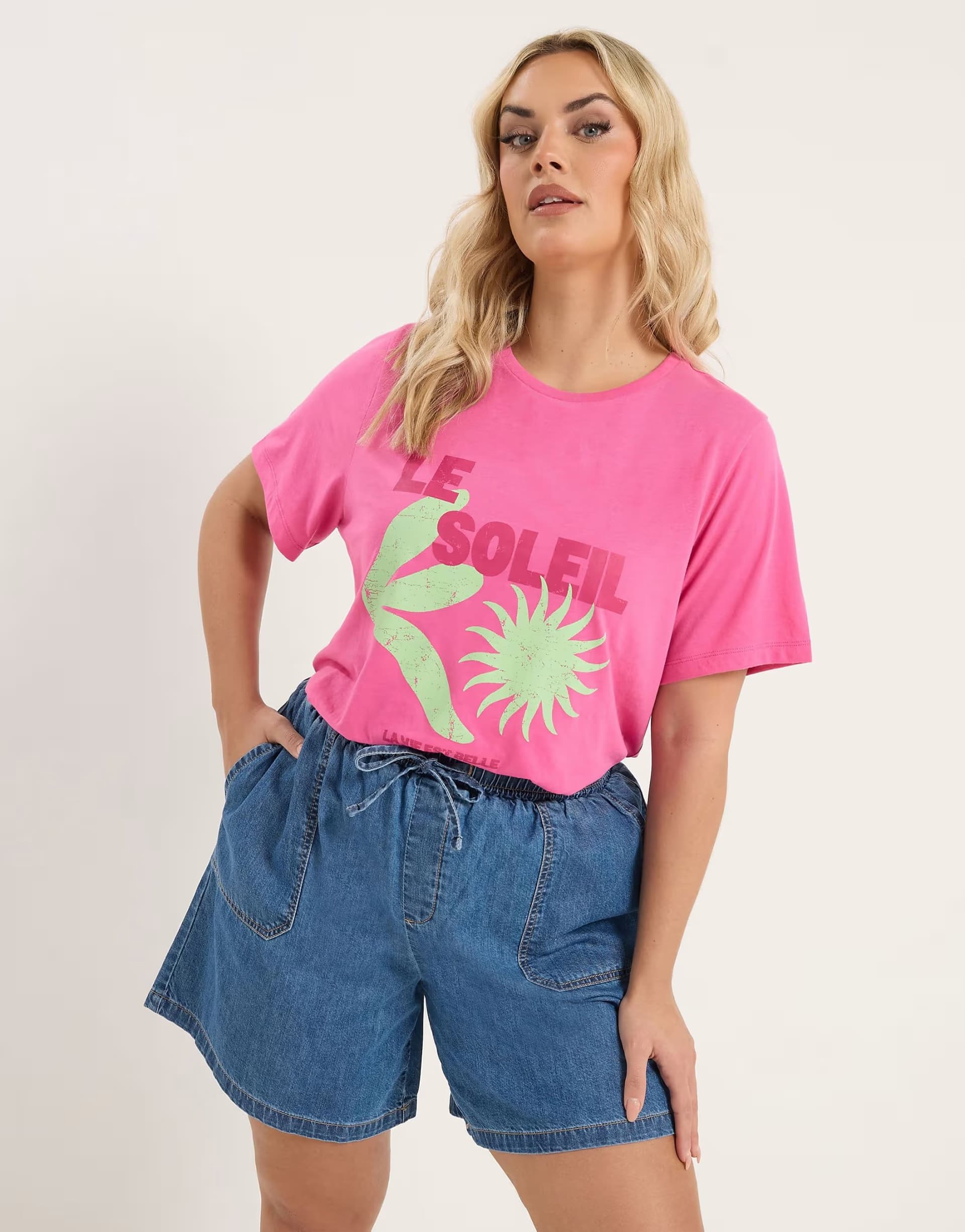ASOS Yours Clothing Denim tie waist shorts in blue