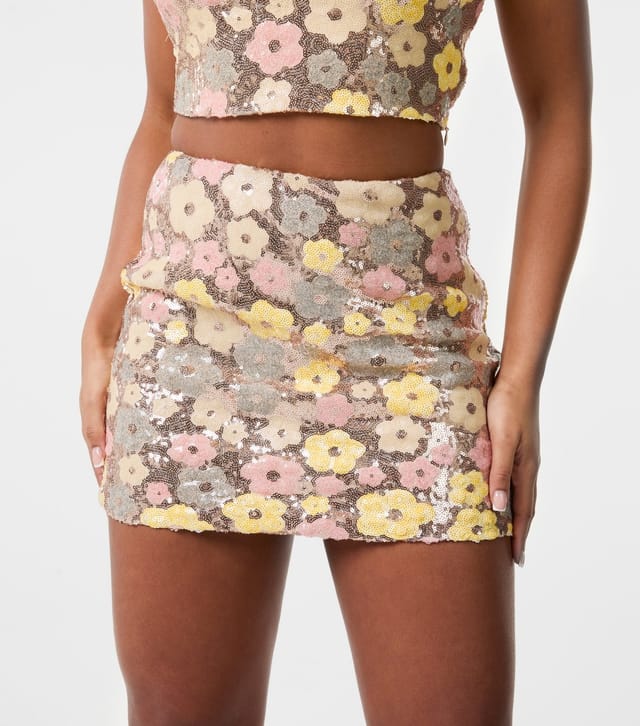 Pink Vanilla Women's Daisy Sequin Mini Skirt Pink Vanilla New Look - 3