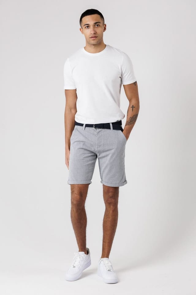 Tokyo Laundry Tokyo Laundry Men's Cotton Cord Oxford Shorts with Belt in Mid Blue - 3