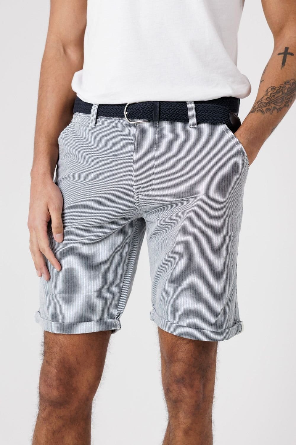 Tokyo Laundry Tokyo Laundry Men's Cotton Cord Oxford Shorts with Belt in Mid Blue - 4