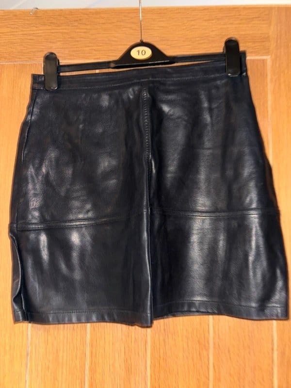 New Look Black Leather Mini Skirt