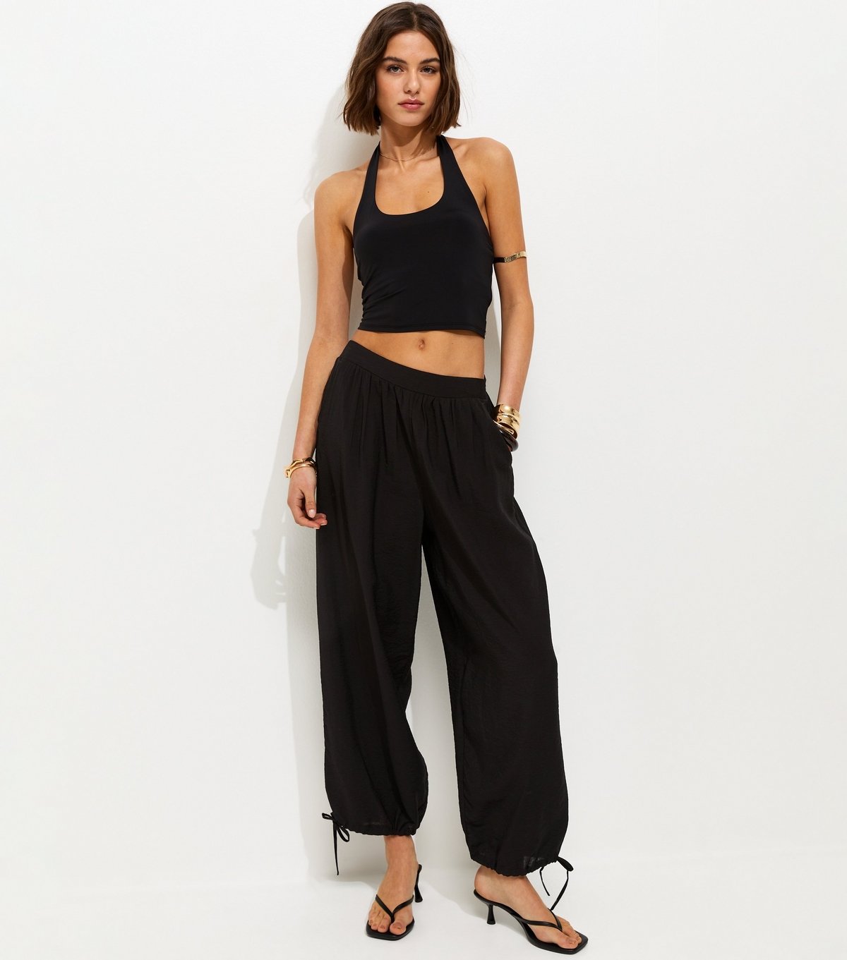 New Look Women's Black Ankle Tie Cuffed Joggers New Look - 2