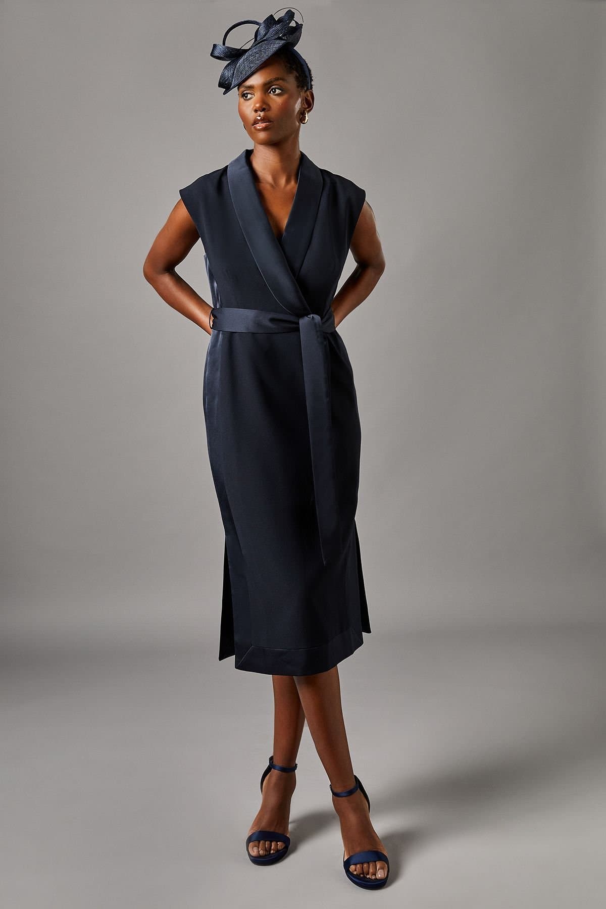 Coast Coast Women's Tux Satin Dress in Navy