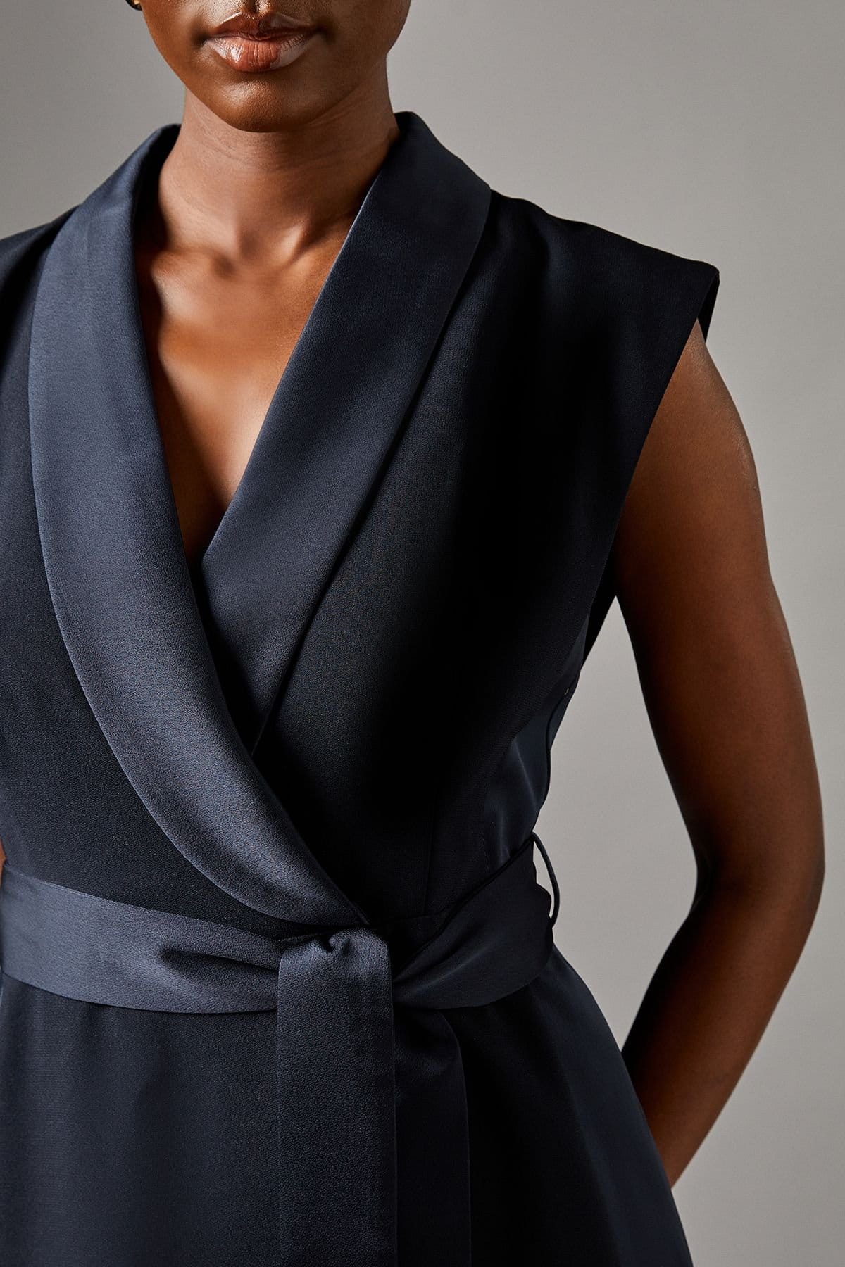 Coast Coast Women's Tux Satin Dress in Navy - 4