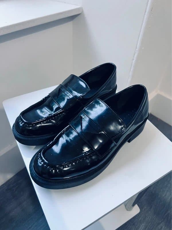 ASOS Design Asos Design Black Patent Faux Leather Chunky Loafers - size 6