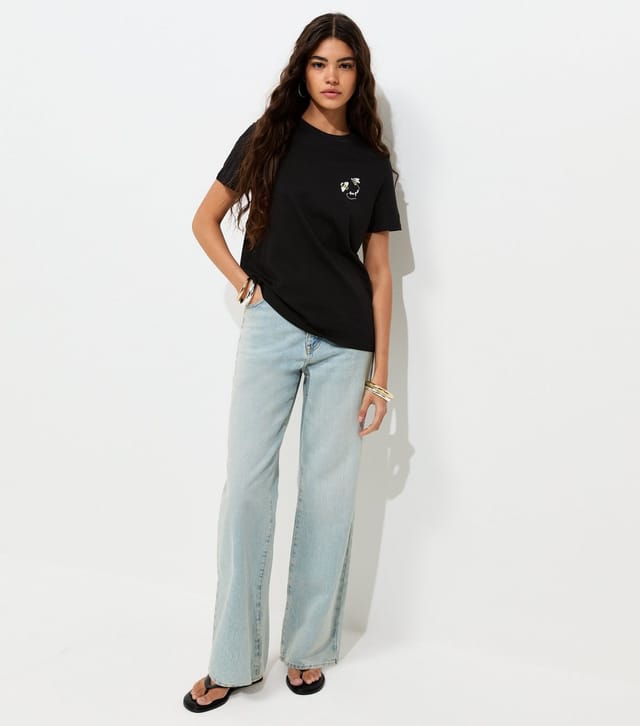 New Look Women's Black Cotton Bee Free Bee Print Relaxed T-Shirt New Look - 3