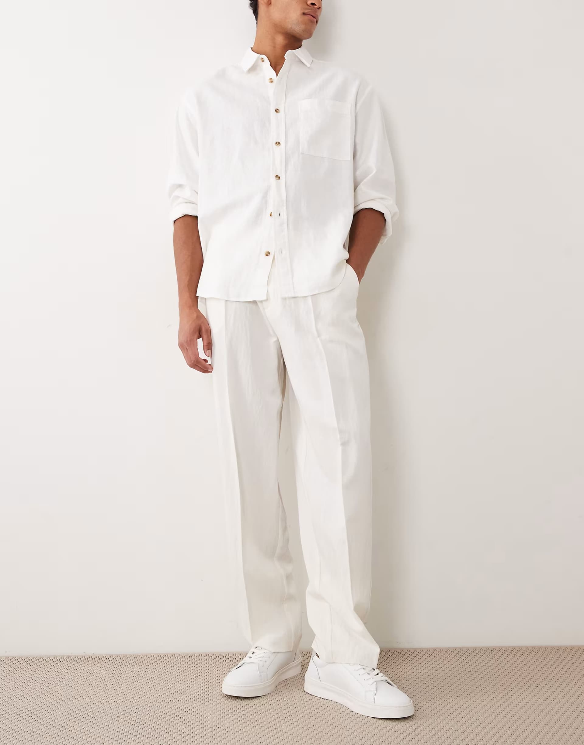 ASOS ASOS DESIGN lyocell rich wide leg trousers in cream