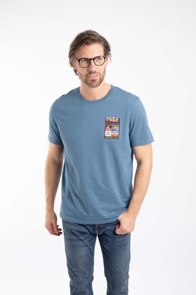 Weird Fish Weird Fish Men's Chili Kippers Artist T-Shirt in Mid Blue - 3