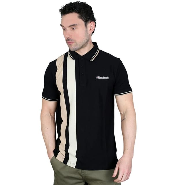 Lambretta Lambretta Men's Vertical Stripe Polo Shirt in Black - 3