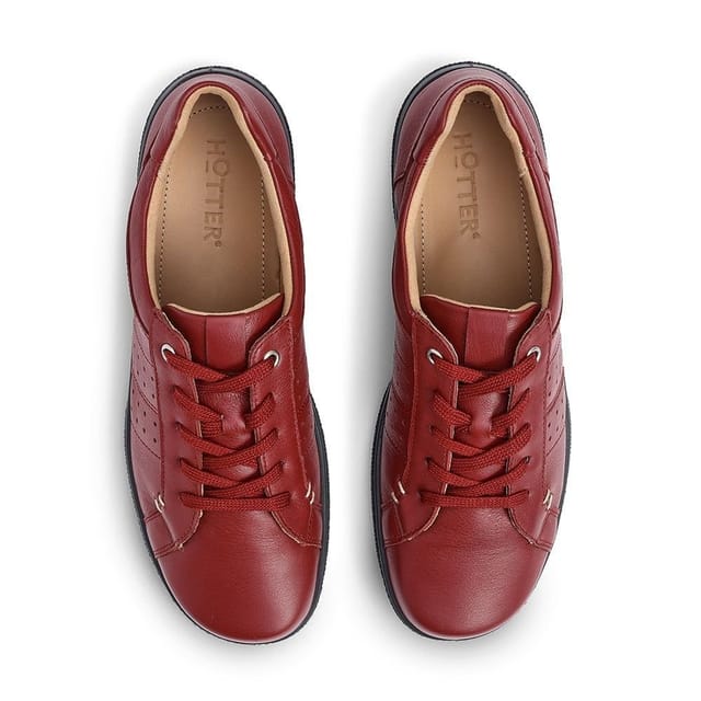 Hotter Hotter Women's Wide Fit 'Fearne II' Lace-Up Shoes in Red - 3