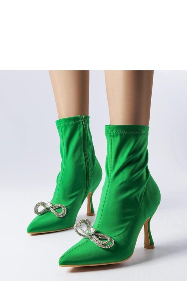Love Lace Love Lace Women's Elegant Heel Boots with Zirconia Mars Bow & Zipper Closure in Green - 2