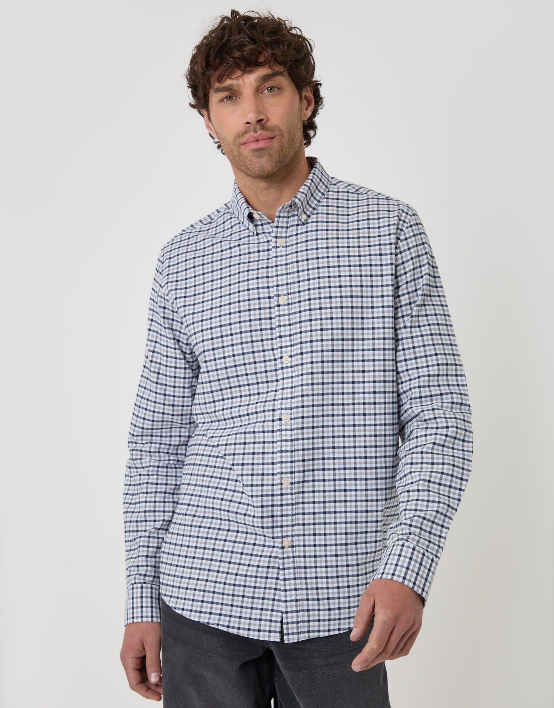 Threadbare threadbare Men's Regular Fit Cotton Oxford Shirt in Grey