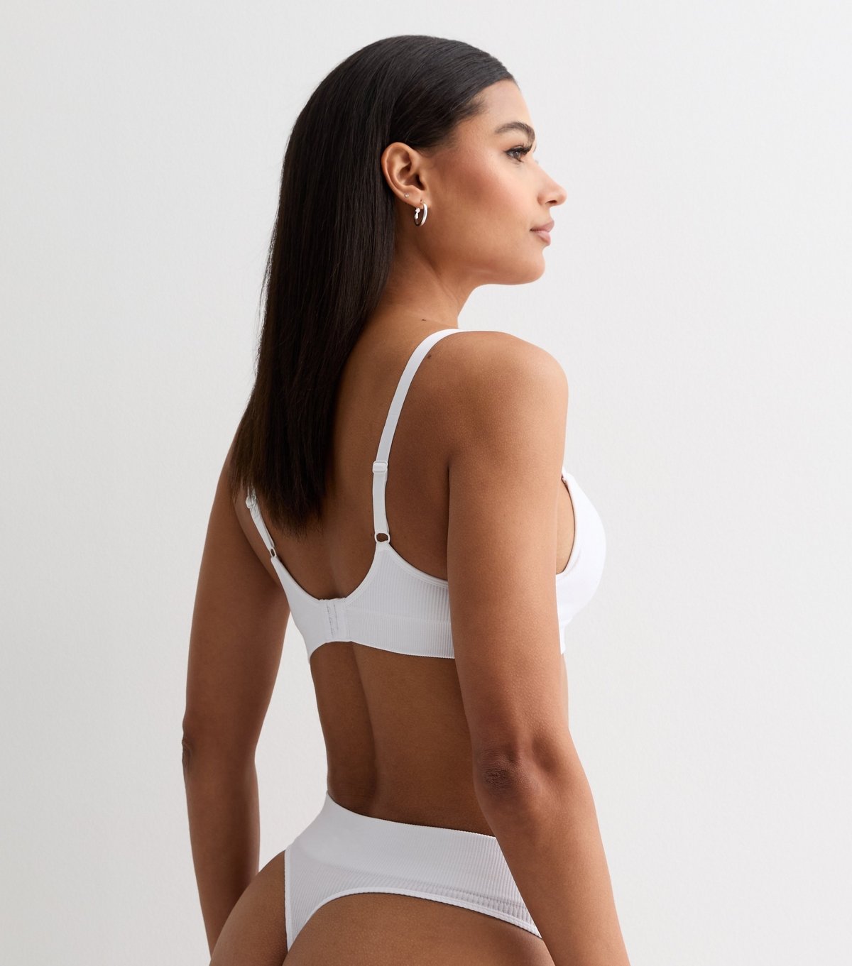 New Look Women's White Ribbed Seamless High Leg Thong New Look - 4