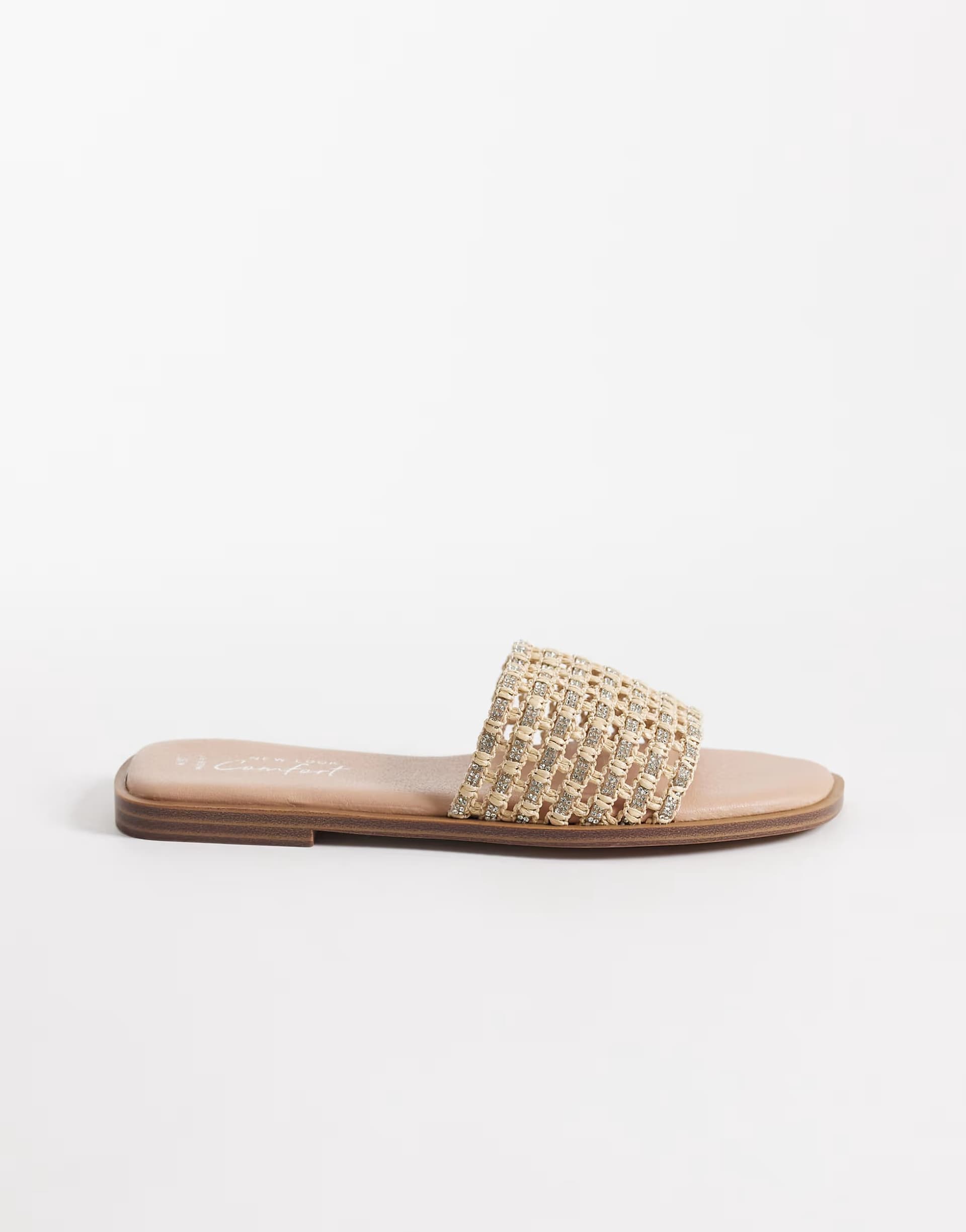 ASOS New Look Wide Fit embellished sandal in cream