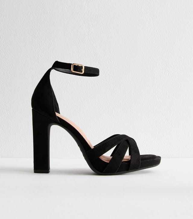 New Look Women's Black Crossover Front Strap Faux Suede Platform Sandals New Look - 2