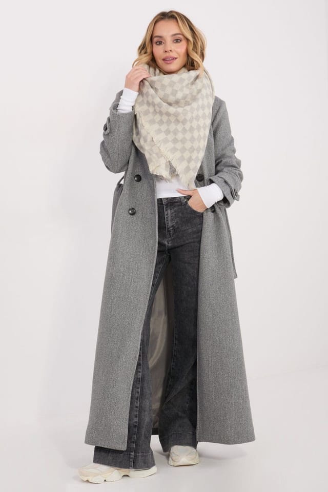 Love Lace Love Lace Women's Geometric Viscose Wool Scarf Shawl with Fringe Edge Wrap in Beige - 2
