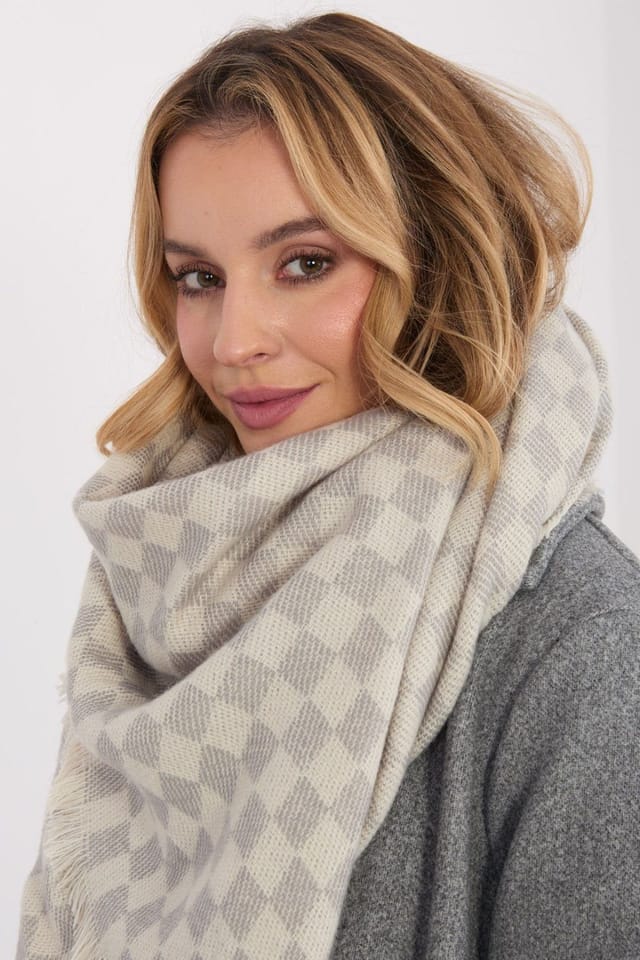 Love Lace Love Lace Women's Geometric Viscose Wool Scarf Shawl with Fringe Edge Wrap in Beige - 3