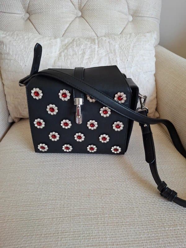 Topshop Topshop black and red  Jewelled embellished crossbody bag