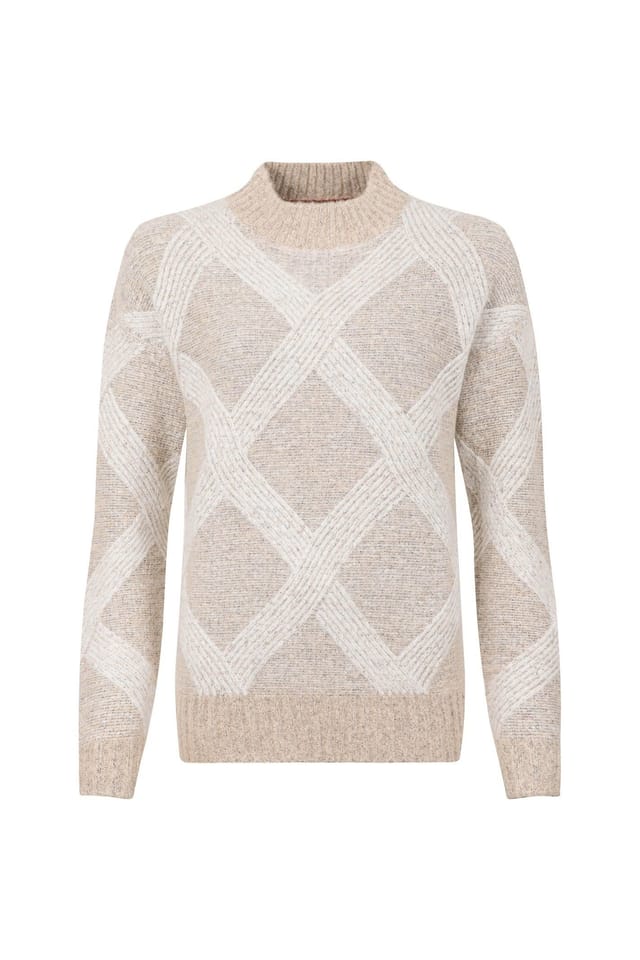 Weird Fish Weird Fish Women's Darlyn Diamond Ribbed Jumper in Ivory - 2