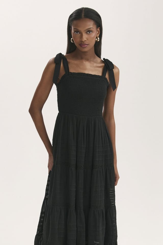 Finery London Finery London Women's Ebony Cotton Strappy Tiered Dress in Black - 2
