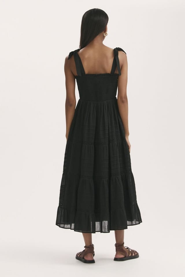Finery London Finery London Women's Ebony Cotton Strappy Tiered Dress in Black - 3
