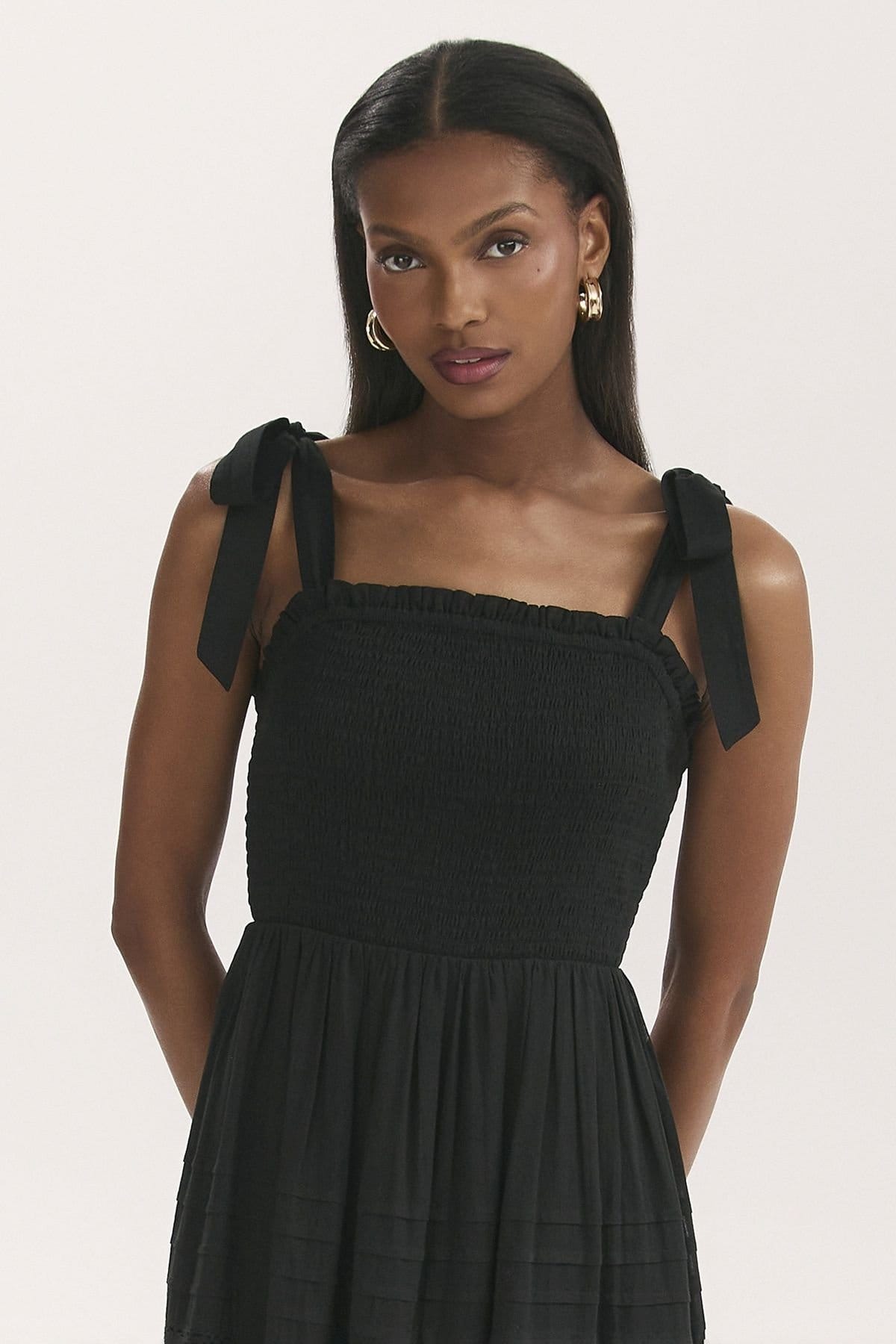 Finery London Finery London Women's Ebony Cotton Strappy Tiered Dress in Black - 4