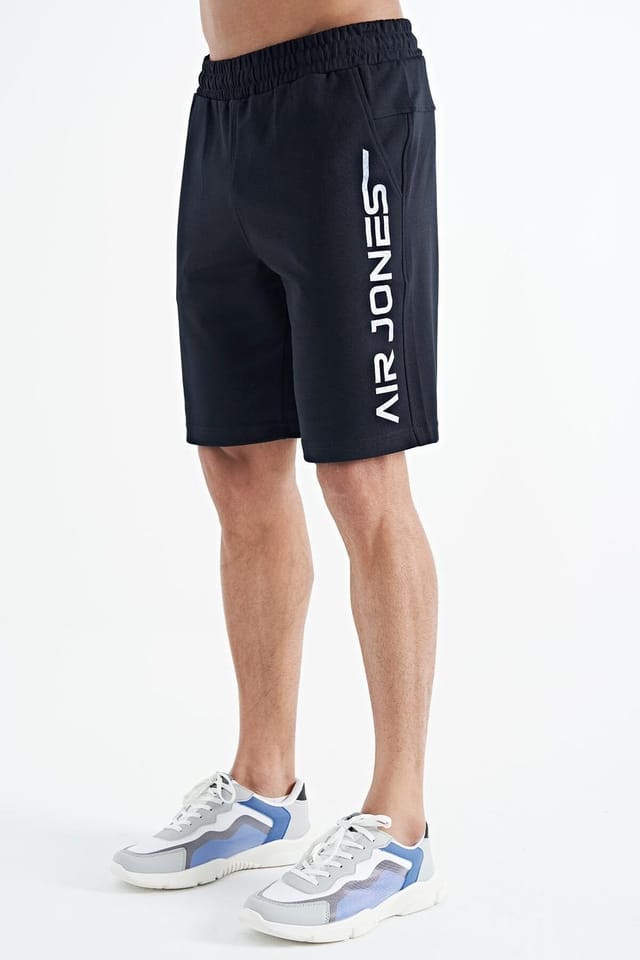 Tommy Life Tommy Life Men's Printed Fleece Sweat Shorts in Navy - 3