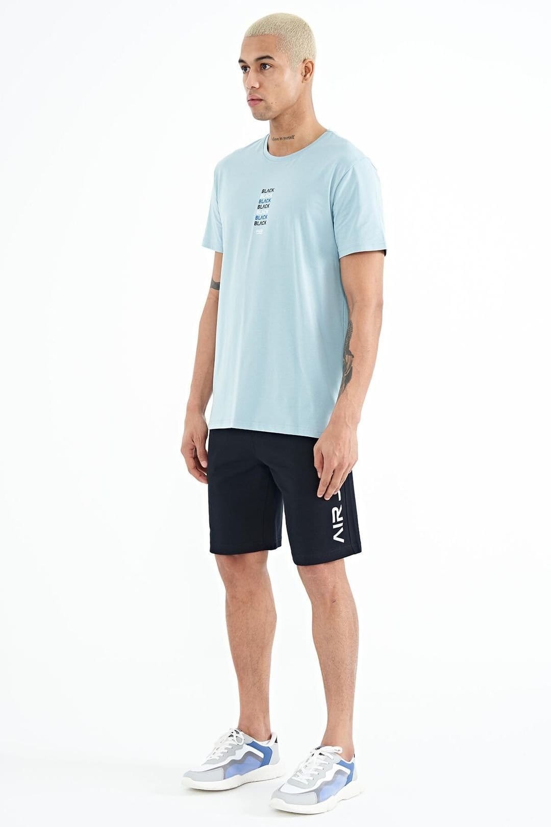 Tommy Life Tommy Life Men's Printed Fleece Sweat Shorts in Navy - 4