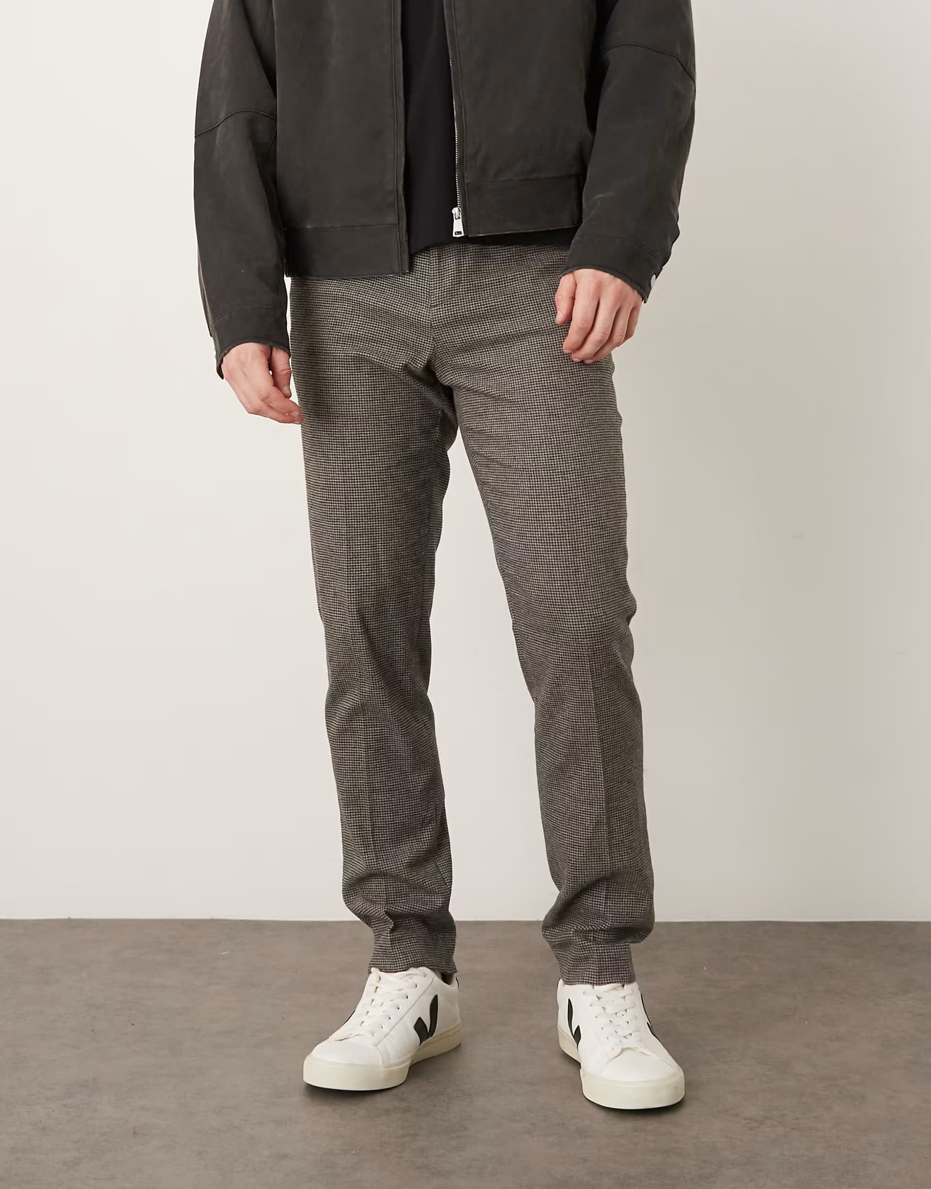 ASOS Mango tailored tweed trousers in brown