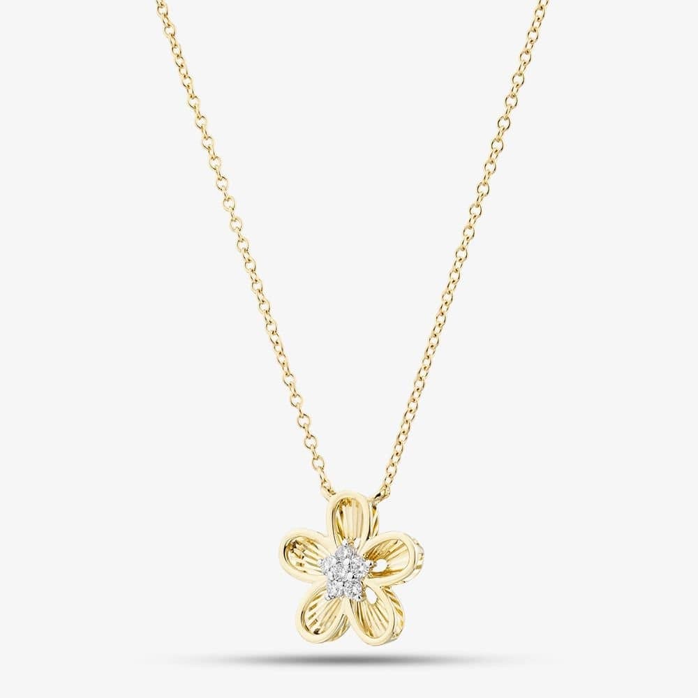 T.H.Baker T.H.Baker Women's 9ct Yellow Gold 0.08ct Diamond Flower Pendant THN48587-08SF (YG)