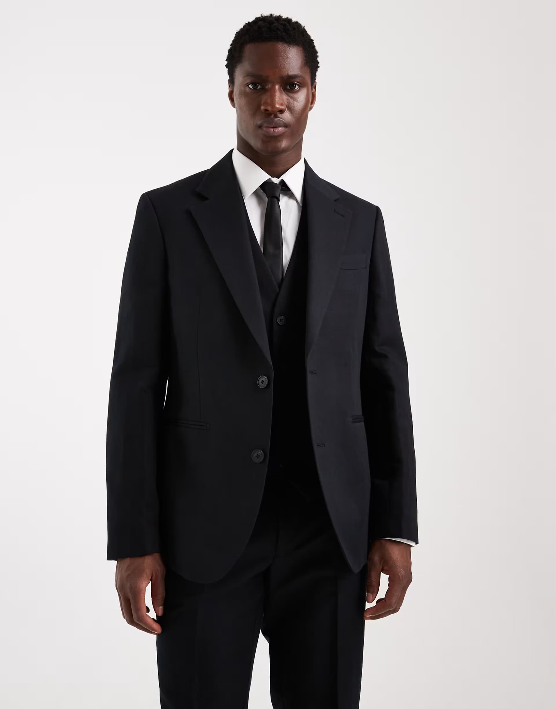 ASOS ASOS Slim Suit Blazer in Black Linen