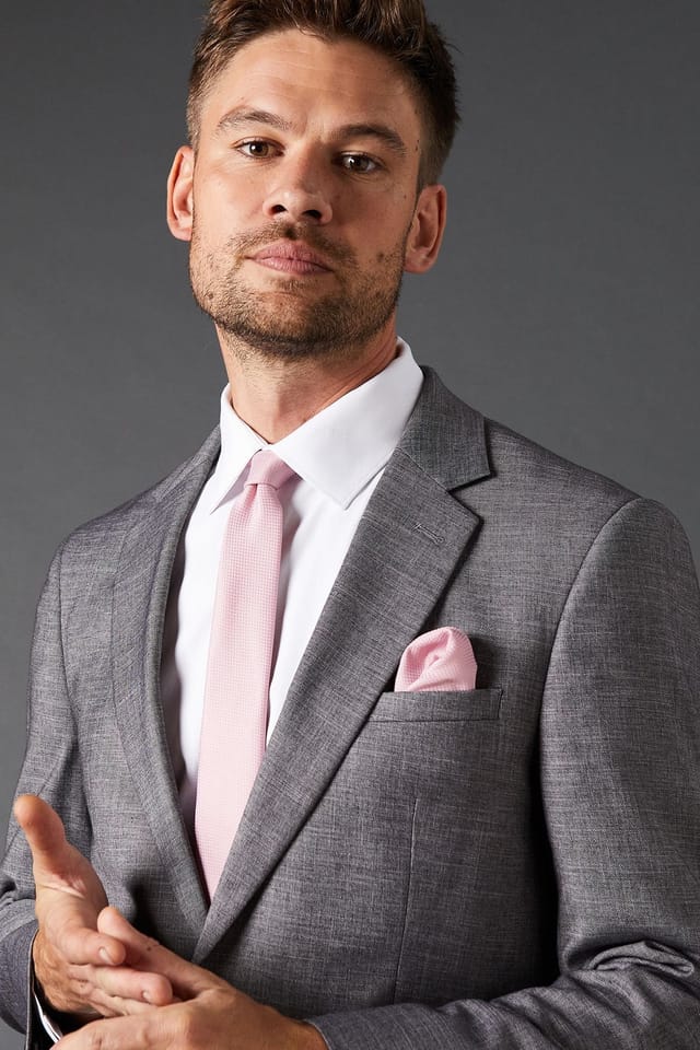 Burton Burton Men's Light Pink Textured Tie & Pocket Square - 2