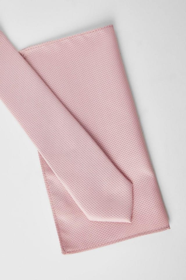 Burton Burton Men's Light Pink Textured Tie & Pocket Square - 3