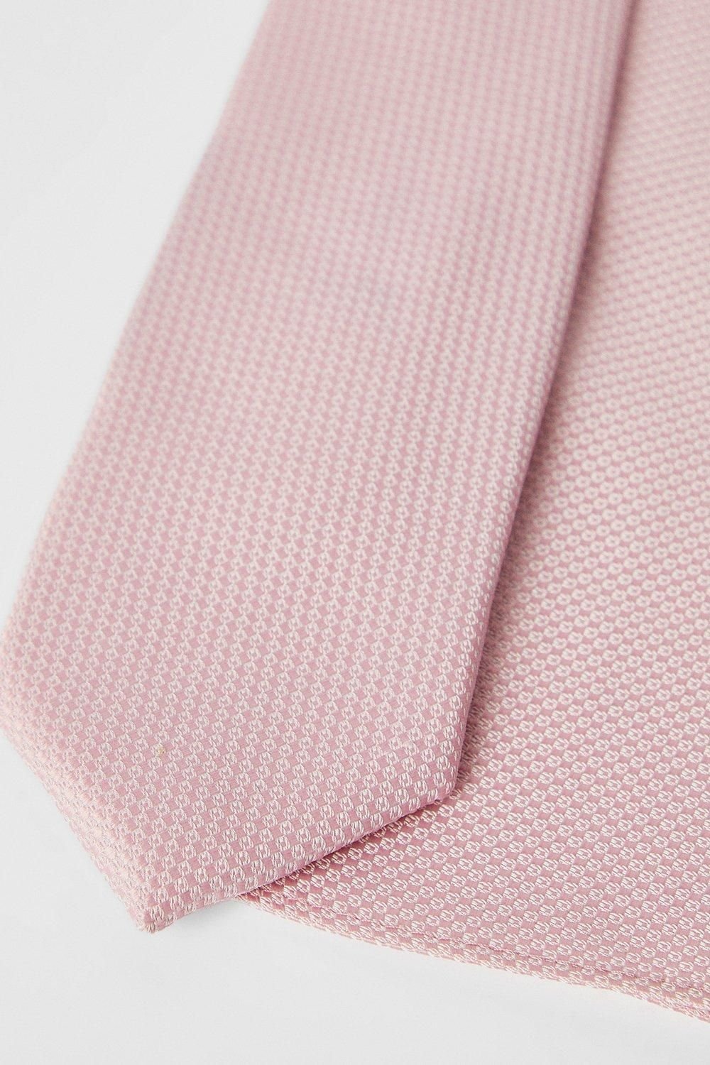 Burton Burton Men's Light Pink Textured Tie & Pocket Square - 4