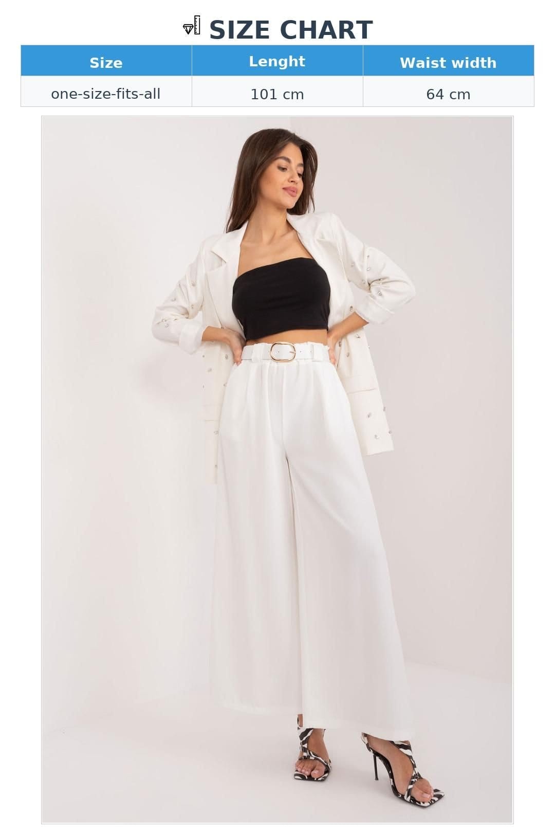 Love Lace Love Lace Women's High Waist Palazzo Pants with Belt in White - 4