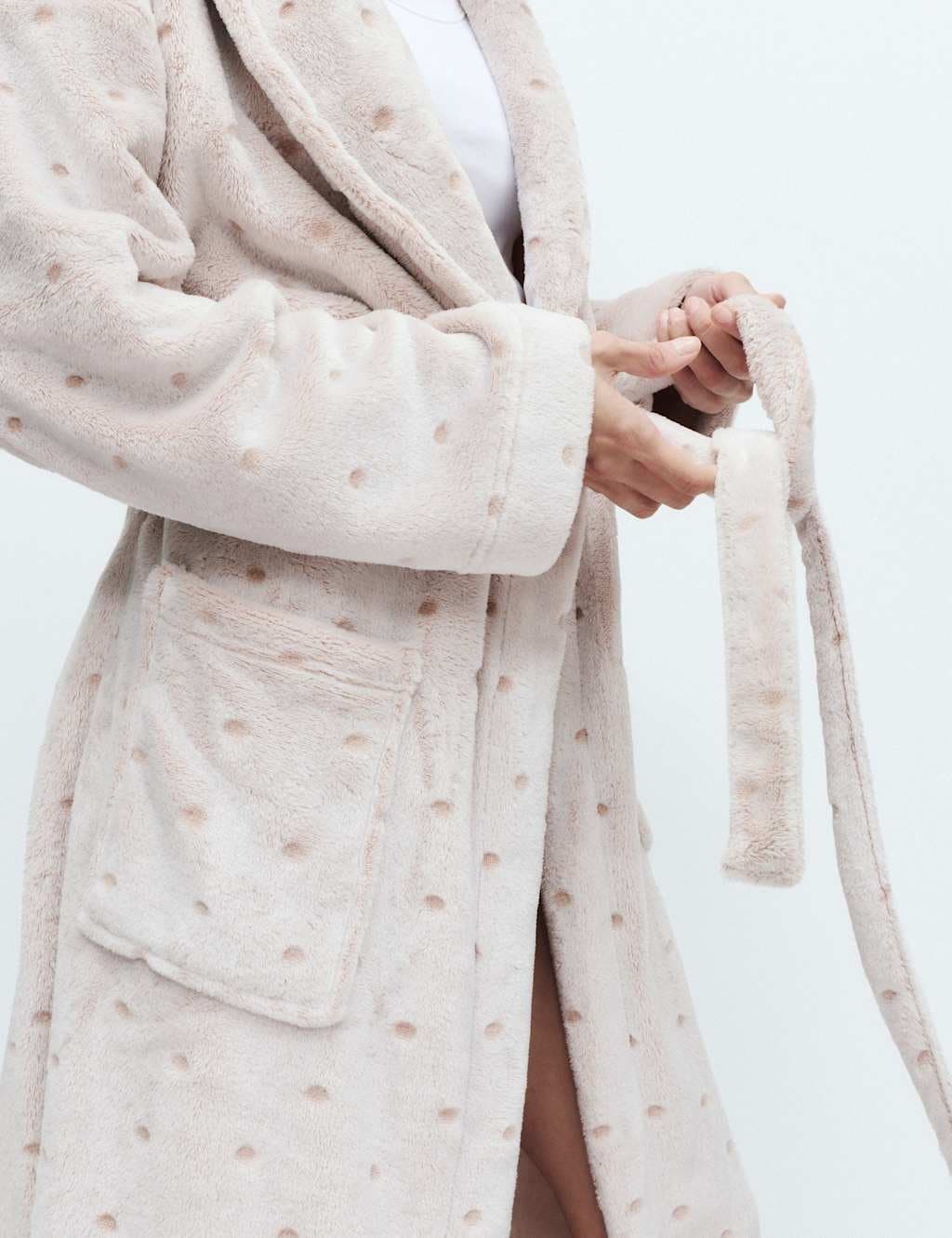 Marks & Spencer M&S Spot Carved Dressing Gown Neutral