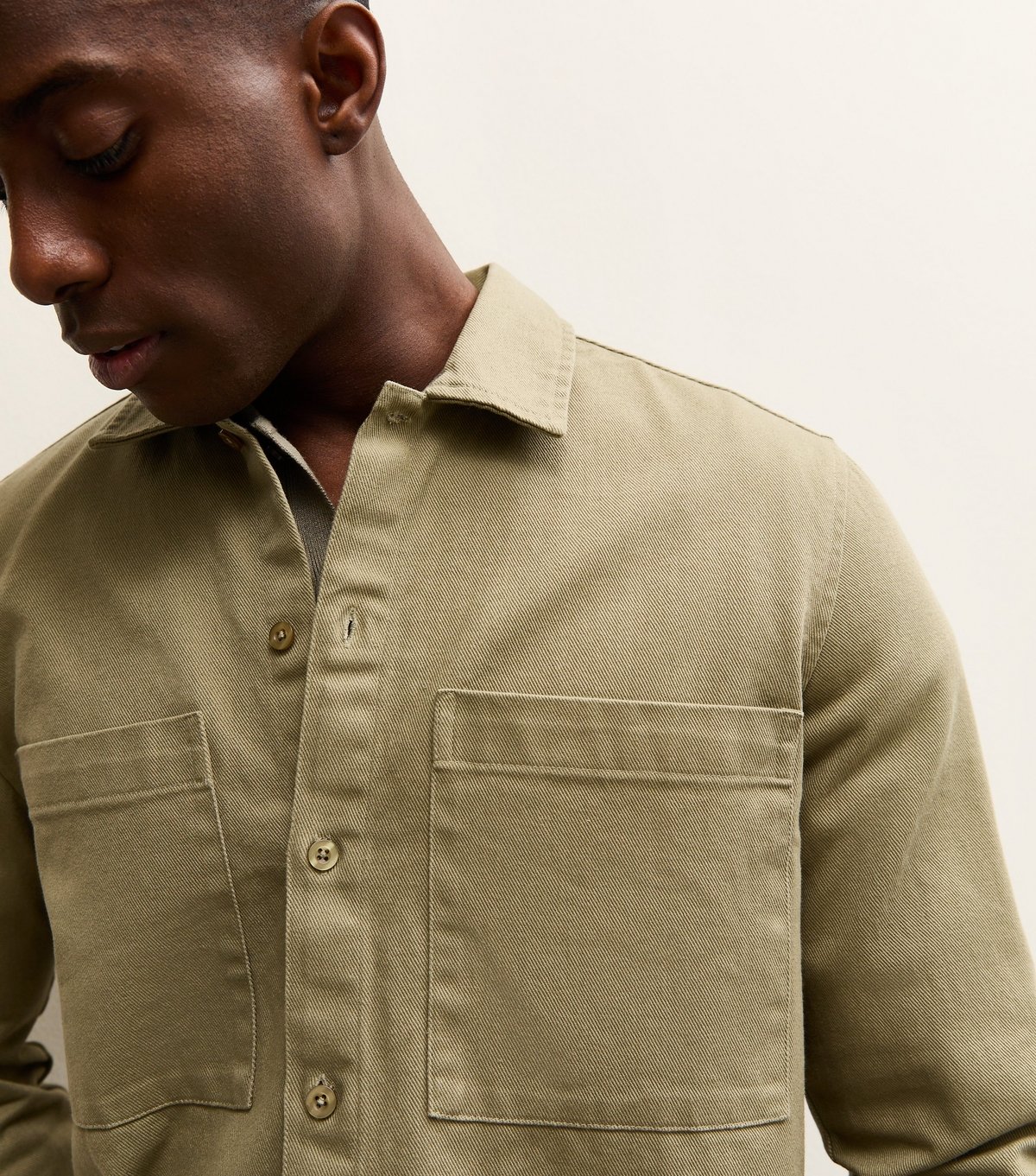 New Look Men's Light Khaki Regular Cotton Twill Shacket New Look - 3