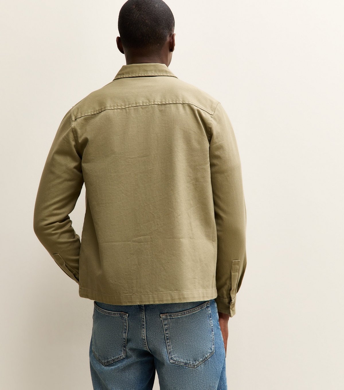 New Look Men's Light Khaki Regular Cotton Twill Shacket New Look - 4