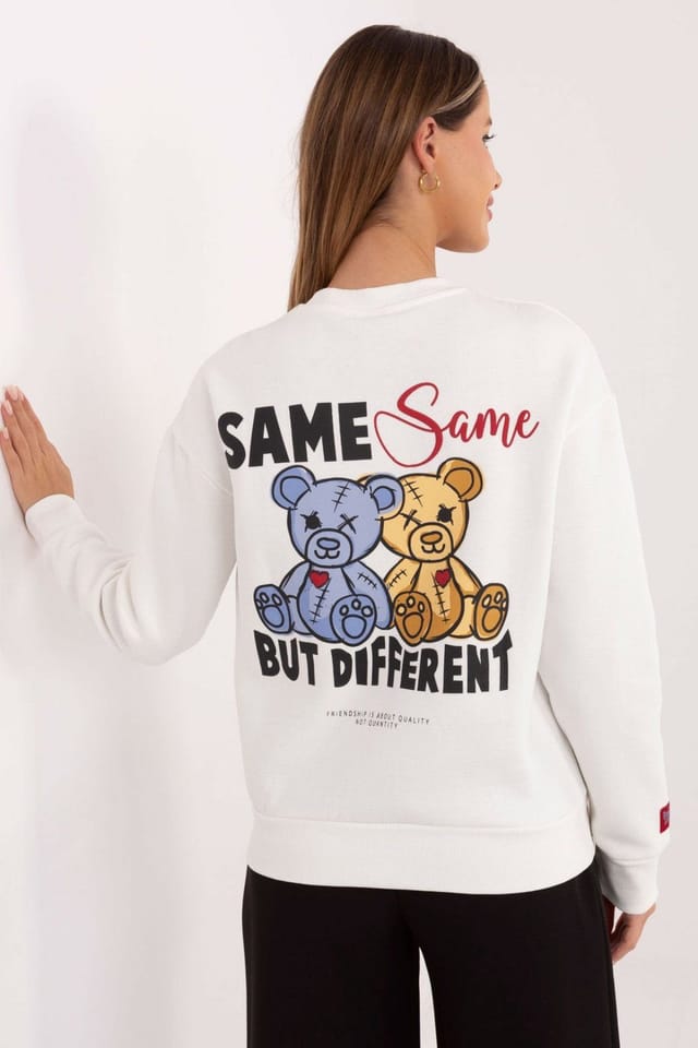 Love Lace Love Lace Women's Printed Inscription Fleece Sweatshirt for Comfort in White - 3