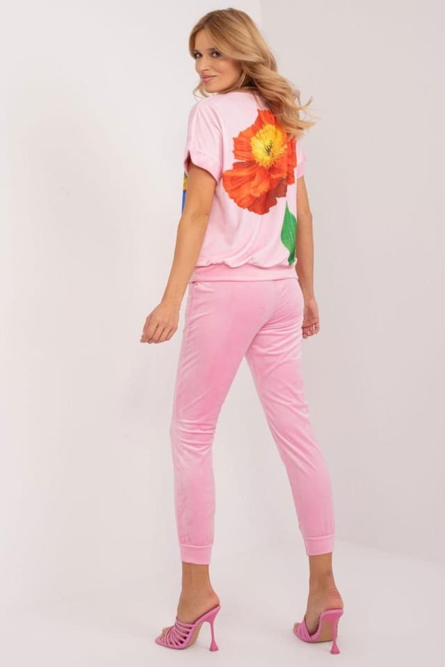 Love Lace Love Lace Women's Velour Blouse & Drawstring Pants Set Style 196784 in Pink - 3