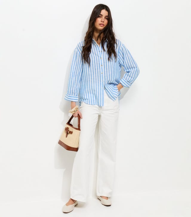 New Look Women's Blue Stripe Long Sleeve Shirt New Look - 3