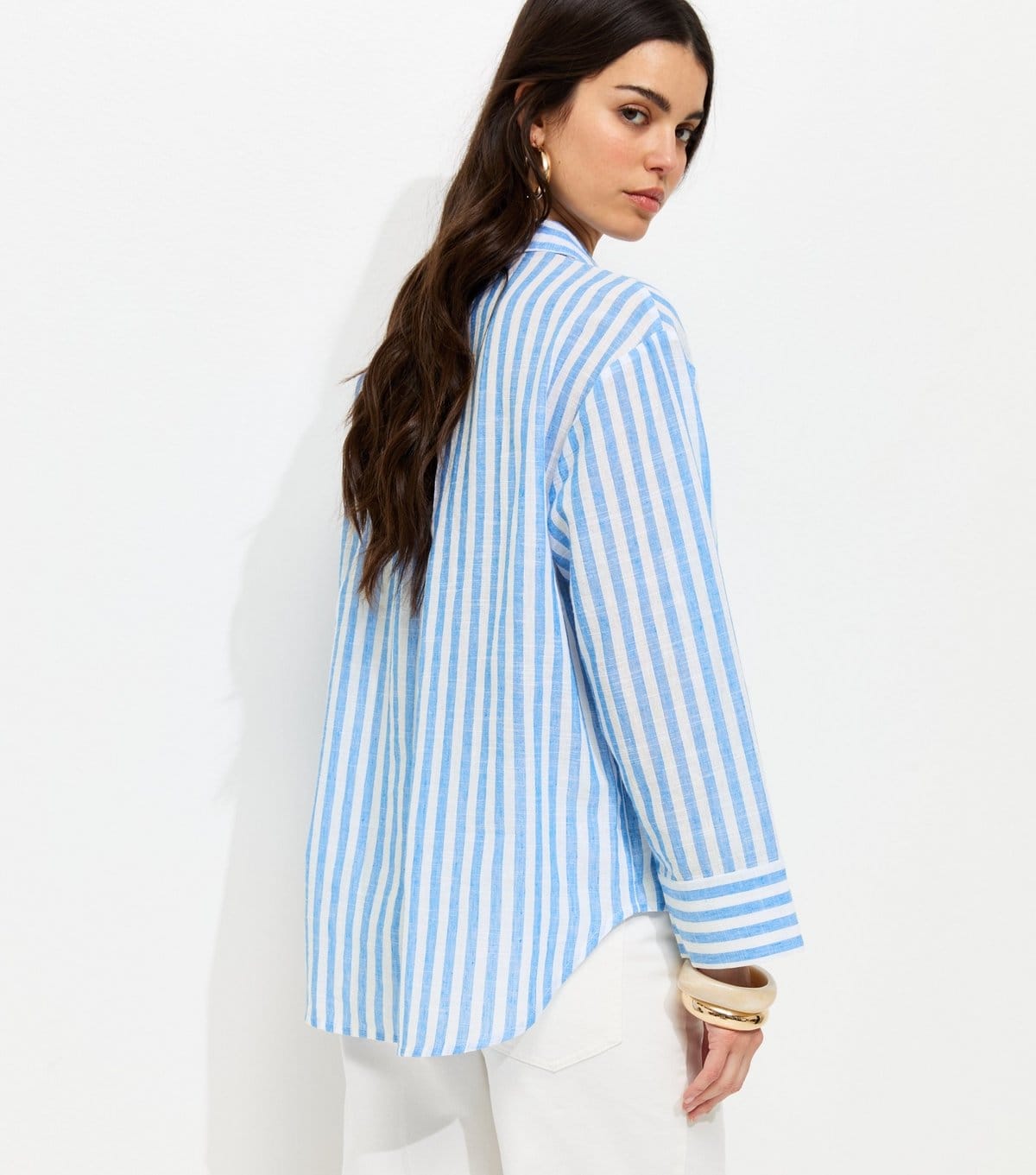 New Look Women's Blue Stripe Long Sleeve Shirt New Look - 4