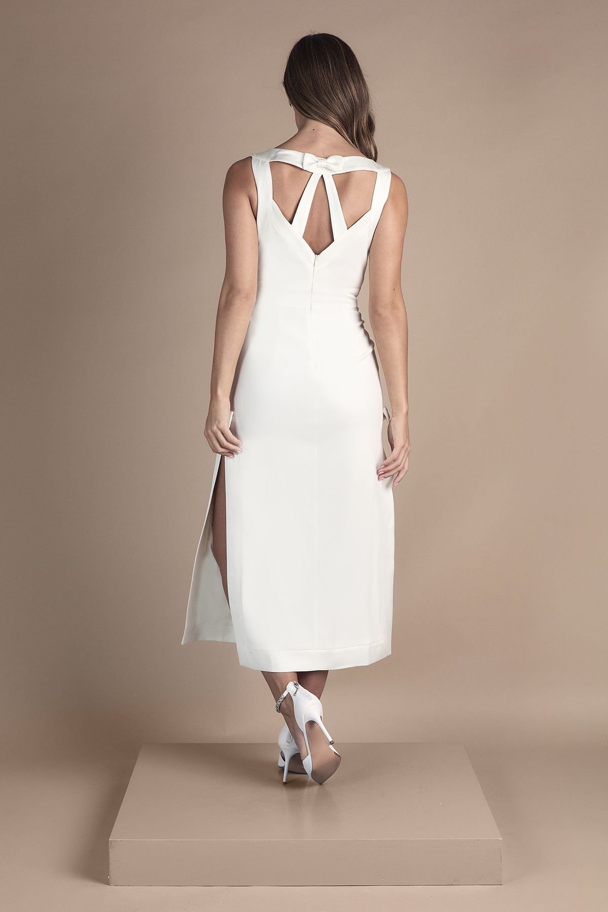 Coast Coast Women's Slash Neck Midaxi Wedding Dress in Ivory - 3