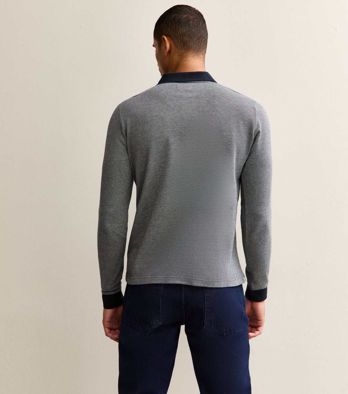 Farah Men's Navy Contrast Trim Long Sleeve Polo Shirt Farah New Look - 4